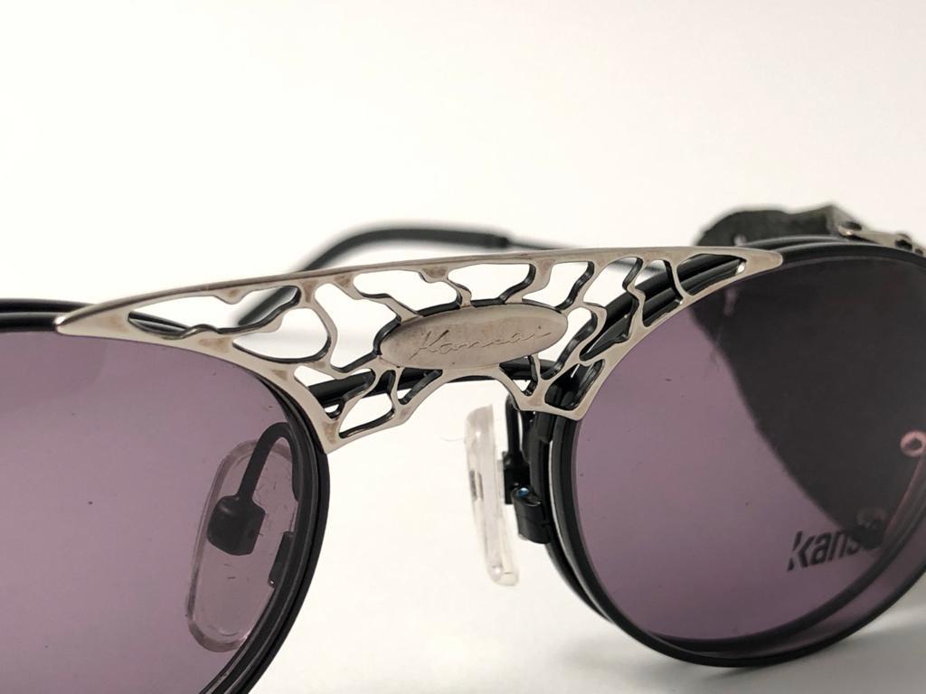 New Vintage Kansai Steampunk Silver Black Full Set  1980's Japan Sunglasses For Sale 2