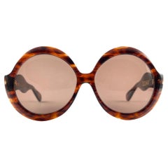 Neu Vintage Ultra Sudan H Braune übergroße Vintage-Sonnenbrille mit Farbverlauf 1980er