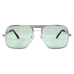 Lunettes de soleil vintage Univis Bronzini à monture argentée avec lunettes vertes, années 1980, États-Unis