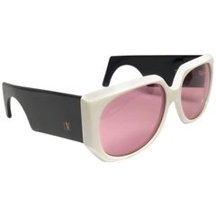 New Vintage Valentino 543 Black & White Mask Sunglasses 1980's Made in Italy