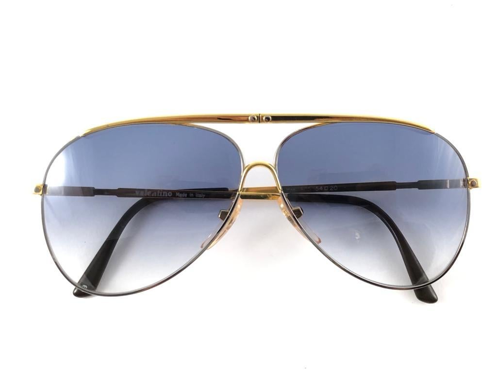 New Vintage Valentino Aviator Silver & Gold Sunglasses 1980's Made in Italy 2