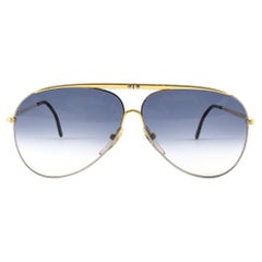 New Vintage Valentino Aviator Silver & Gold Sunglasses 1980's Made in Italy