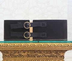 NEW VINTAGE VERSUS VERSACE BROWN/BURGUNDY SUEDE CORSET BELT size 70