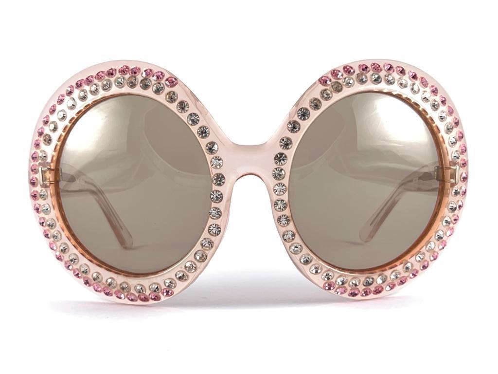 Vintage Victor France Oversized Rhinestoned Frame Sporting A Pair Of Light Brown Lenses. 
Designed And Produced In The 1960’S. 

This Pair Of Vintage Victor Is A Collectors Must Have. 
From The Same Series Used By Elton John In Pinball Wizard.
A