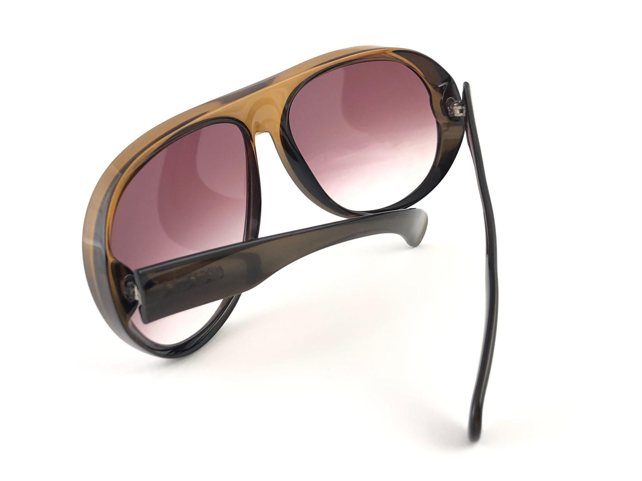 De las mujeres Nuevo Vintage Viennaline 1118 Gafas de sol sobredimensionadas ámbar translúcido Alemania 1980