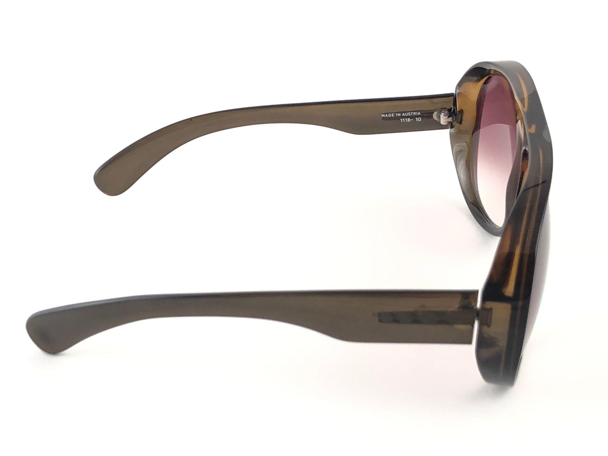 New Vintage Viennaline 1118 Translucent Amber Oversized Sunglasses Germany 1980 2