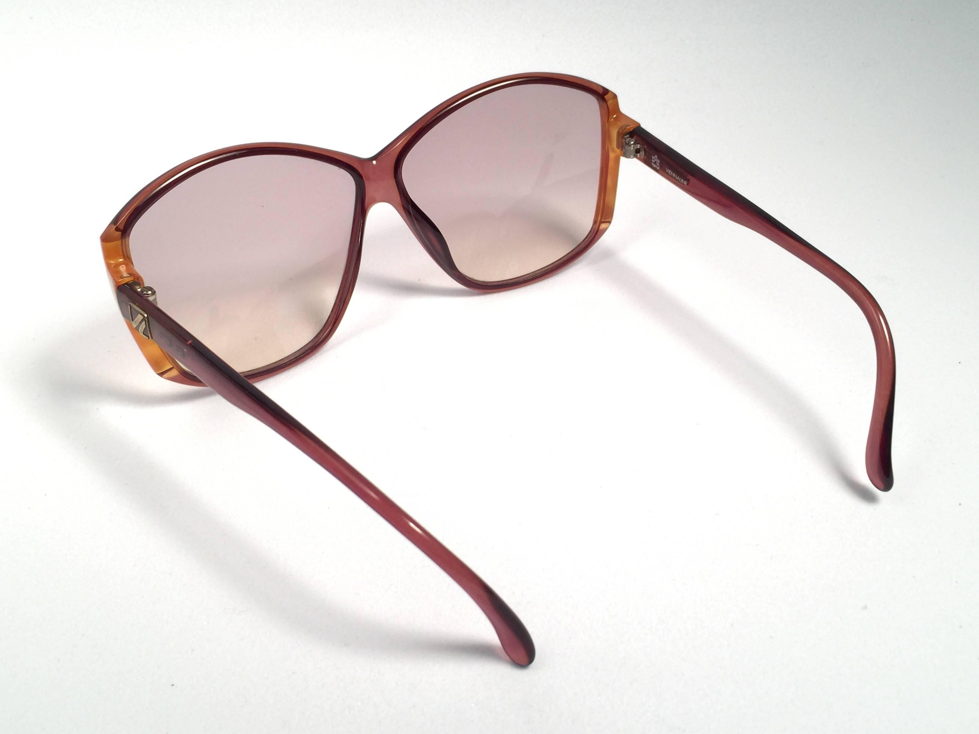 New Vintage Viennaline 1302 Translucent Beige Oversized Sunglasses Germany 1980 1