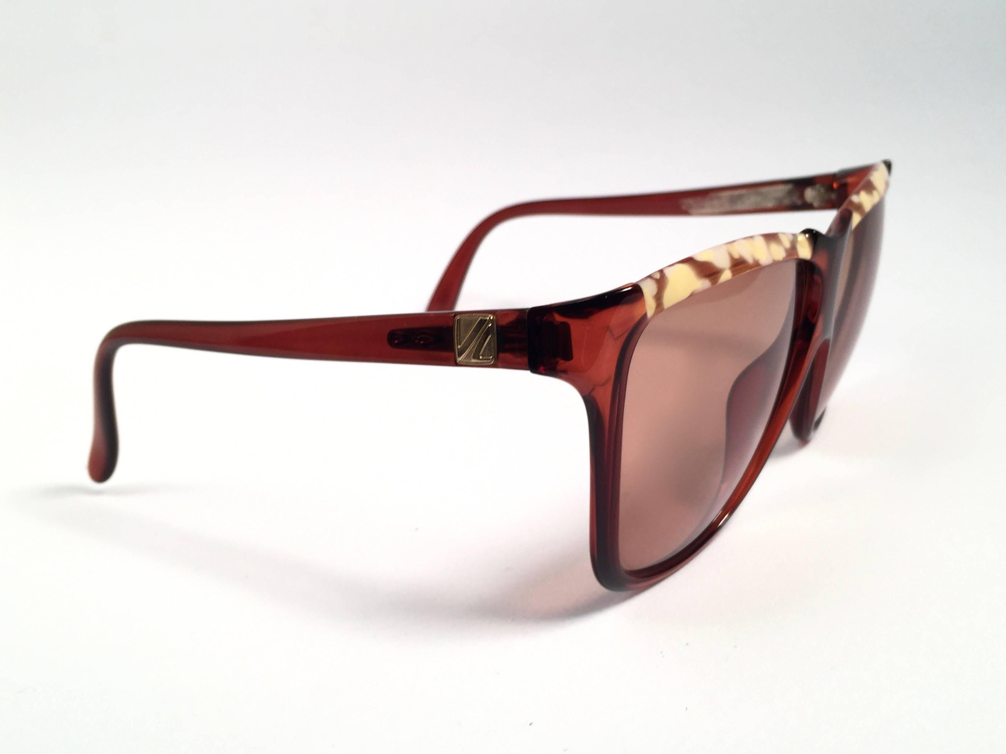 New Vintage Viennaline Brown Translucent Oversized Sunglasses Germany 1980 In Excellent Condition In Baleares, Baleares