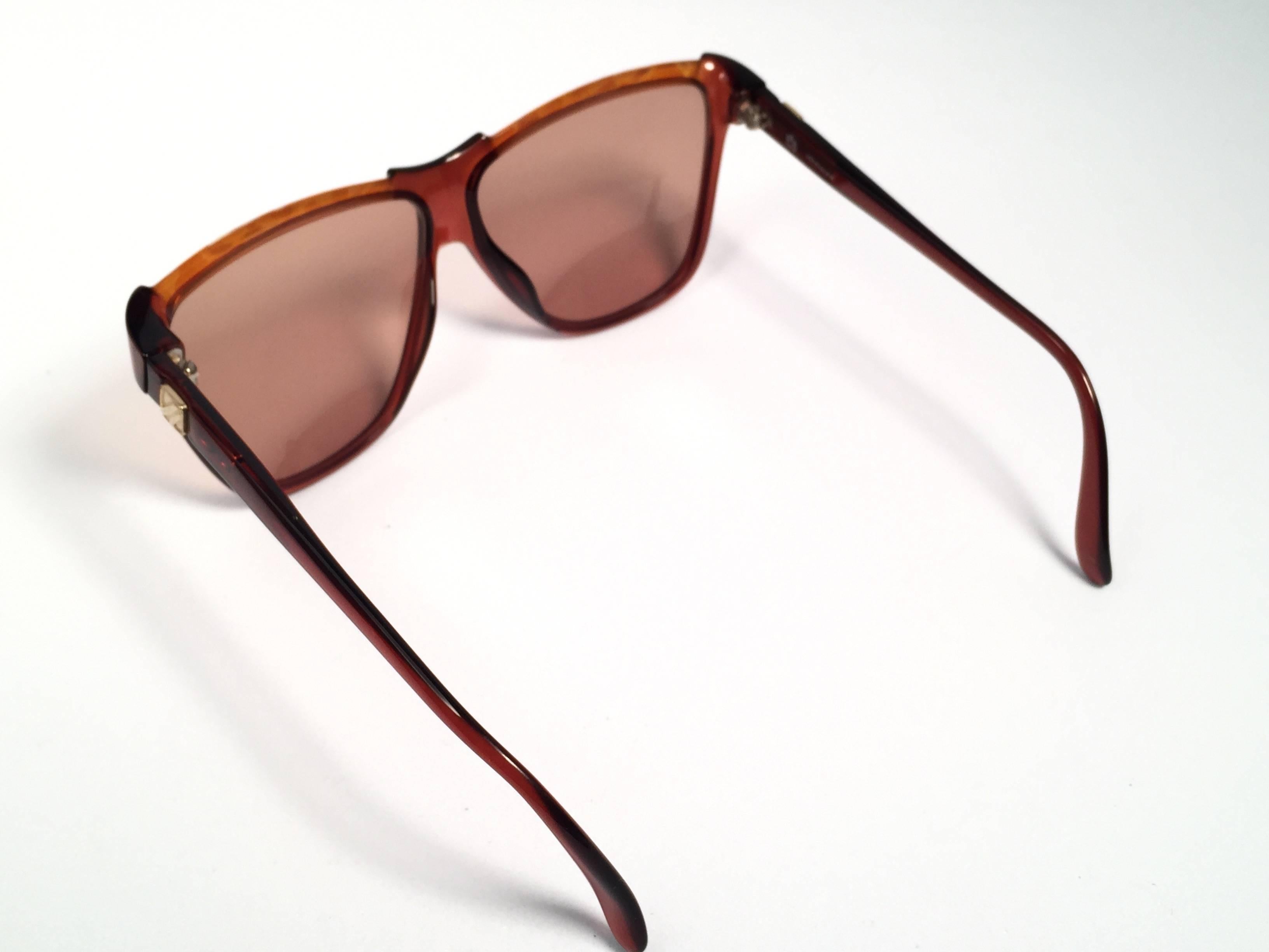 New Vintage Viennaline Brown Translucent Oversized Sunglasses Germany 1980 1