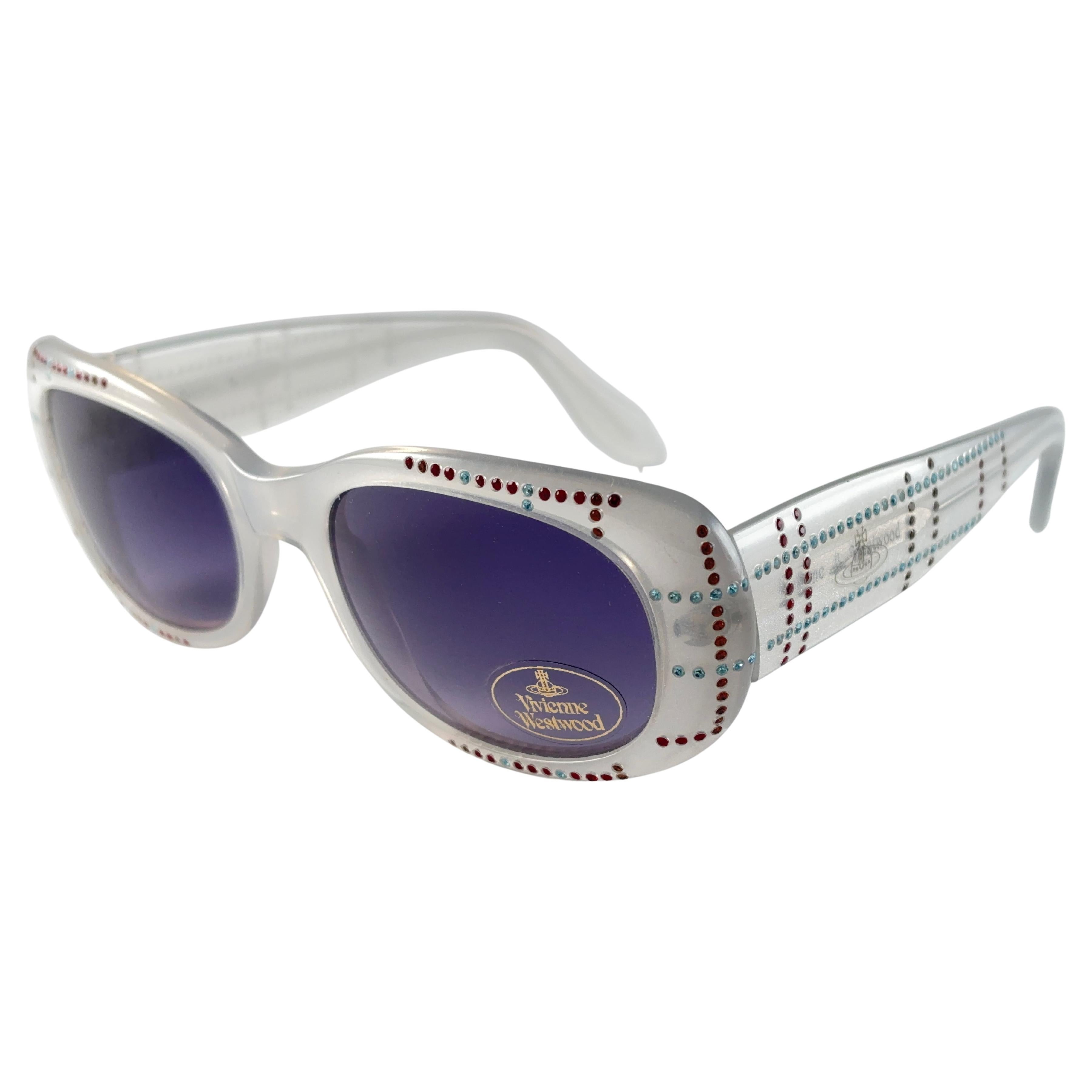 Nuovo Occhiali da sole vintage Vivienne Westwood Space Grey e strass in vendita