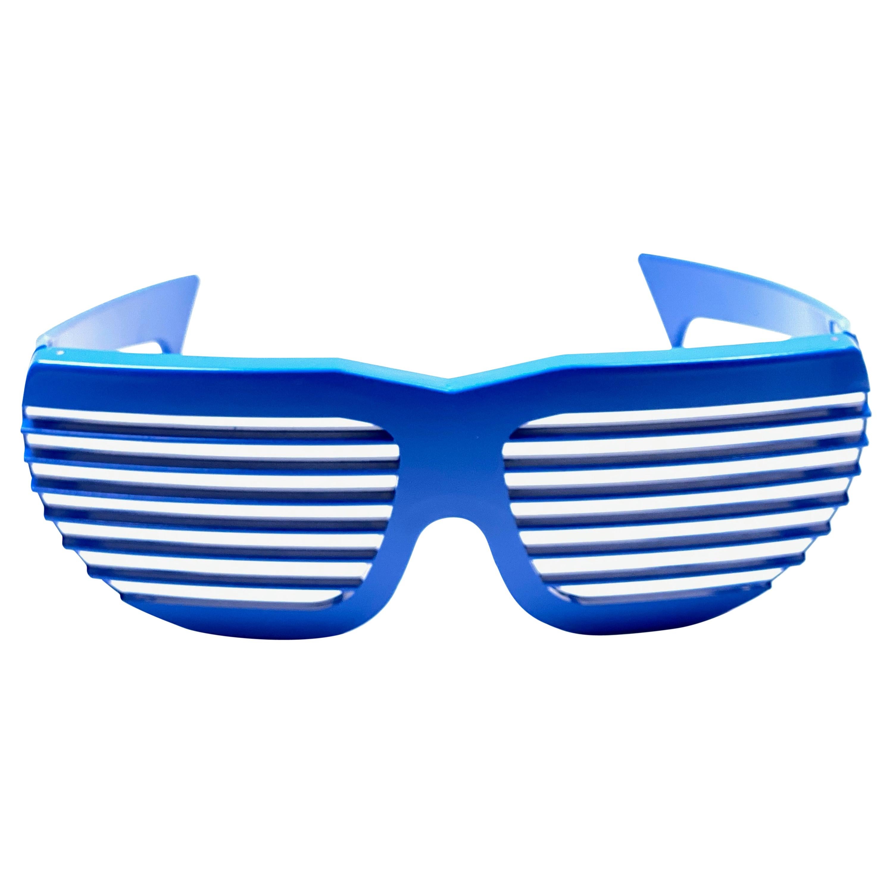 New Vintage Volpini Blue Shutter Shades Sunglasses 1980's Made in France