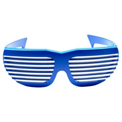 Neu Vintage Volpini Blau Shutter Shades Sonnenbrille 1980er Jahre Made in France