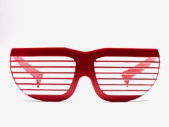 New Vintage Volpini Red Shutter Shades Sunglasses 1980's Made in France