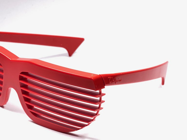 Vintage 80s Volpini Lunette De Soleil Red Venetian Blind Shades Made In France Vintage 80s Volpini Lunette De Soleil Red Venetian Blind  main image 3