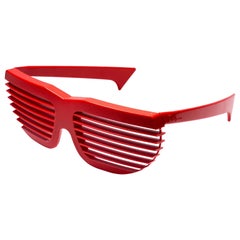 New Retro Volpini Red Shutter Shades Sunglasses 1980's Made in France