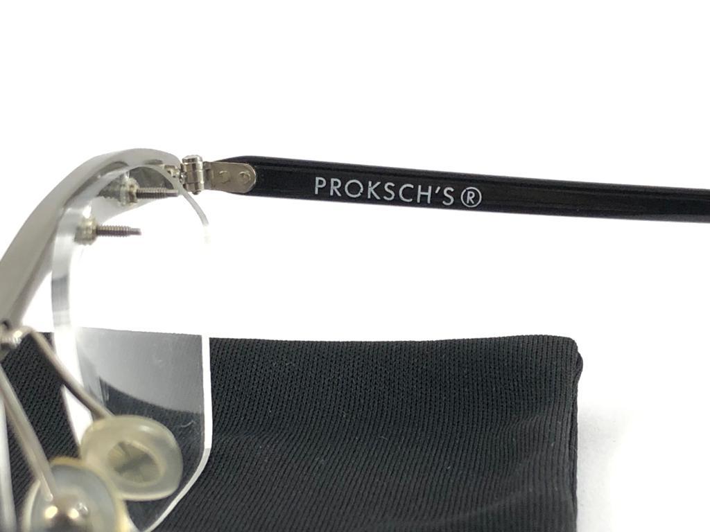 New Vintage Wolfang Proksch's Silver Reading Frame Sunglasses 1990'S Germany For Sale 1
