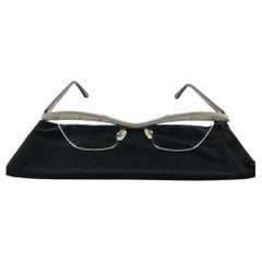 Nuevo Gafas de sol vintage Wolfang Proksch con montura de lectura plateada años 90 Alemania