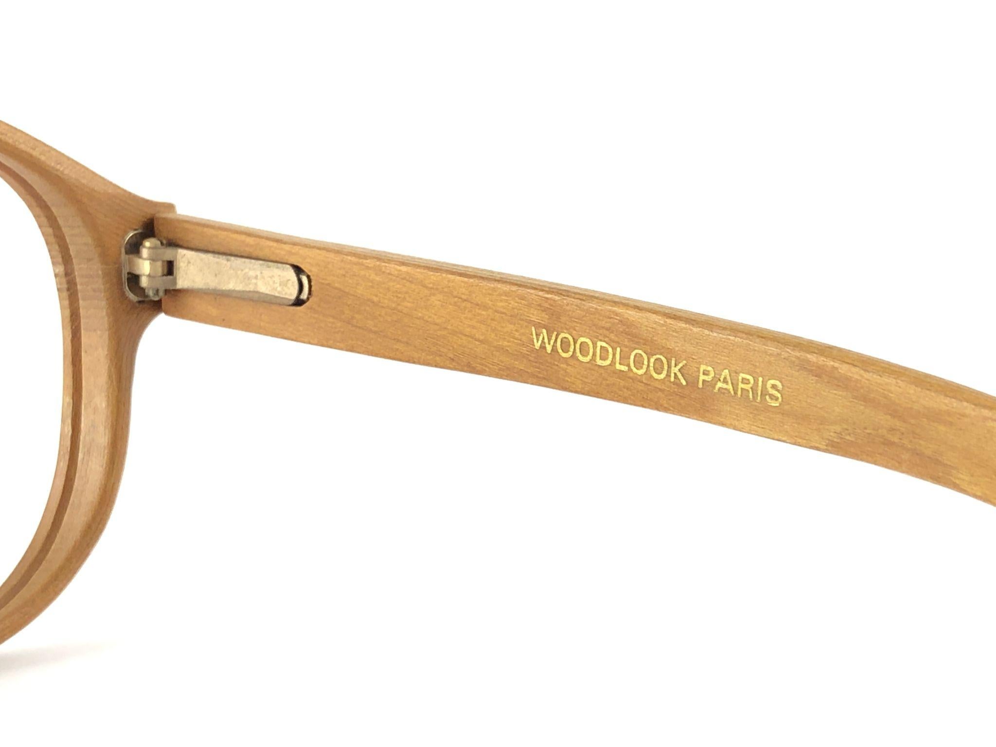 Women's or Men's New Vintage Woodlook 1O4 B Genuine Wood RX Spring Hinge 1980's Made In France For Sale