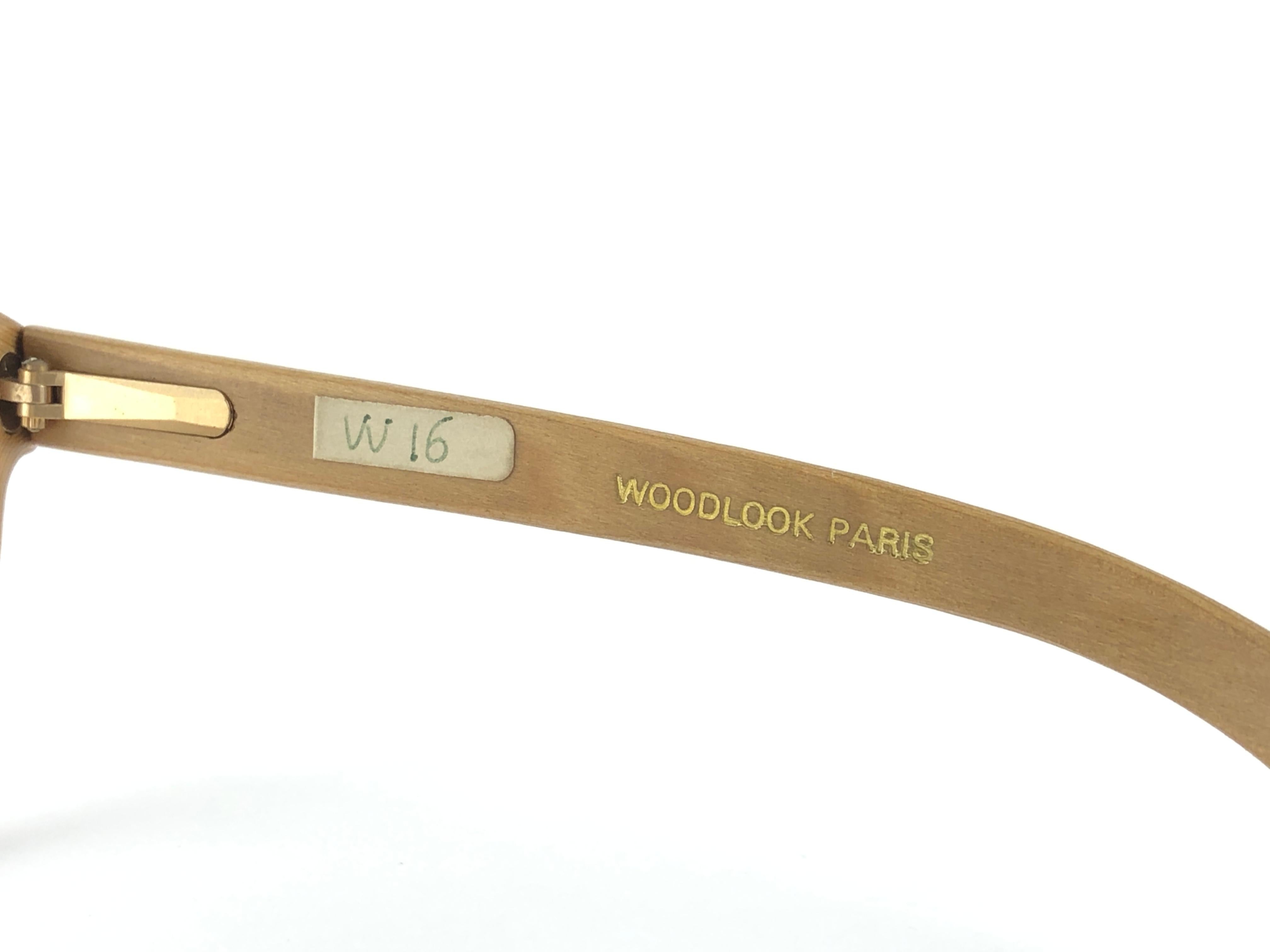 Women's or Men's New Vintage Woodlook Genuine Wood RX Spring Hinge 1980's Made In France For Sale