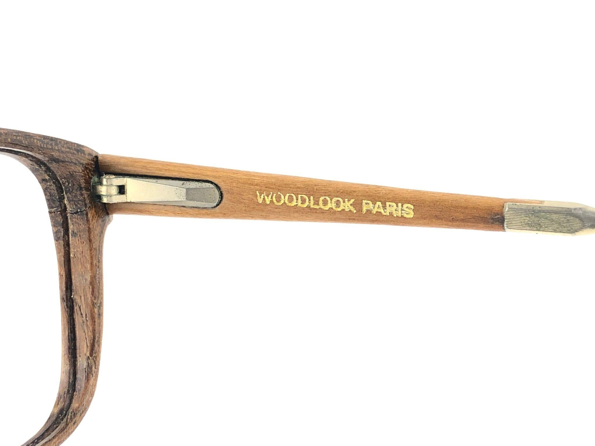 Women's or Men's New Vintage Woodlook M 404 Genuine Wood RX Spring Hinge 1980's Made In France For Sale