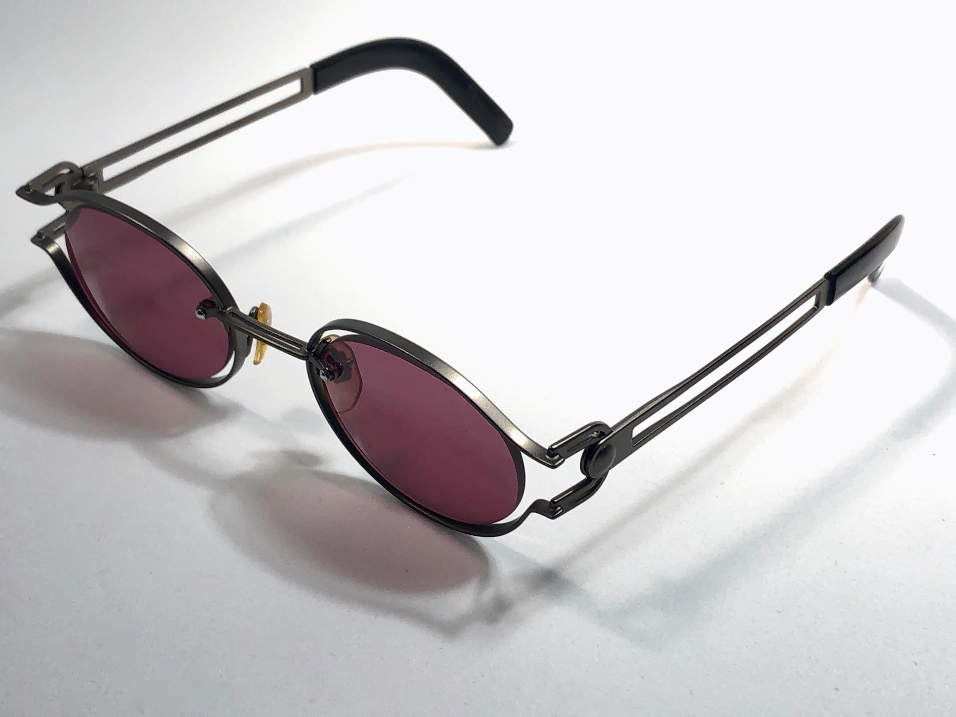 Black New Vintage Yohji Yamamoto 52 4105 Matte Silver  1990's Made in Japan Sunglasses