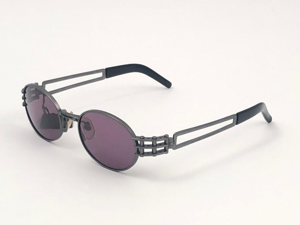 Gray New Vintage Yohji Yamamoto 52 6102 Silver Black  1990's Made in Japan Sunglasses