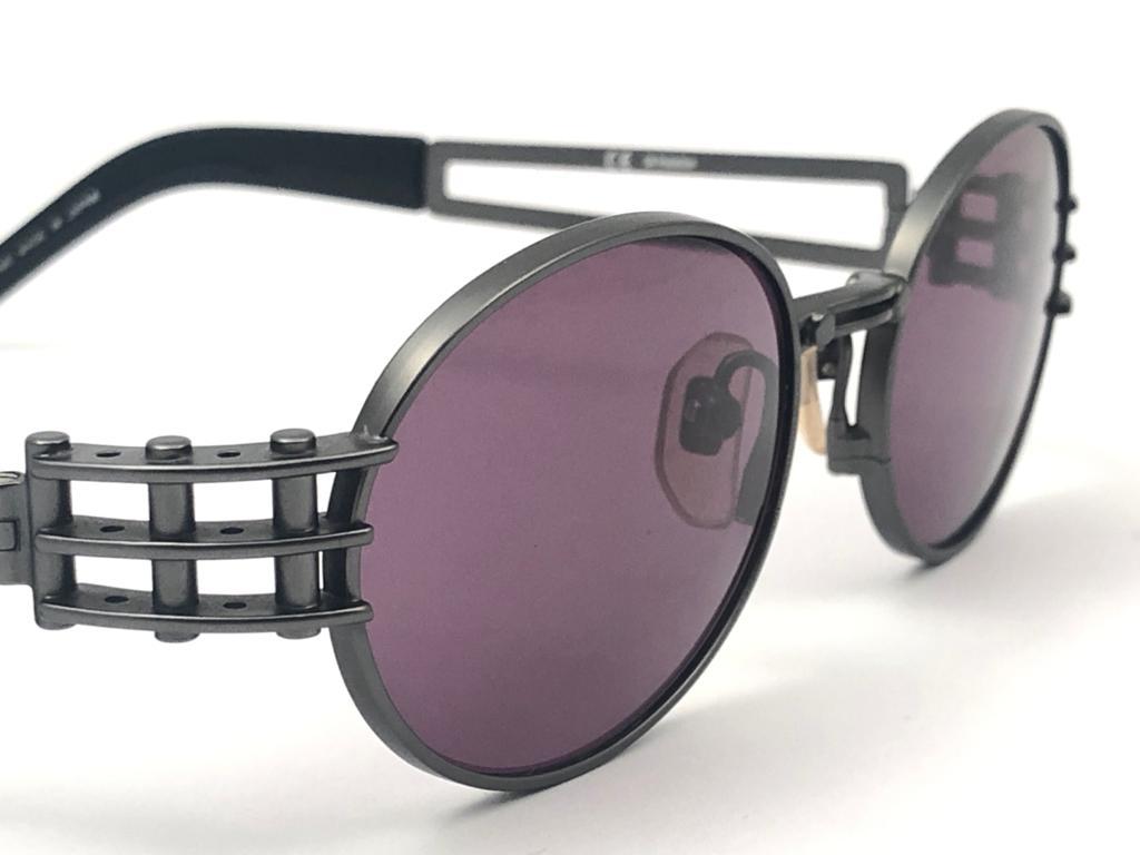 New Vintage Yohji Yamamoto 52 6102 Silver Black  1990's Made in Japan Sunglasses In New Condition In Baleares, Baleares