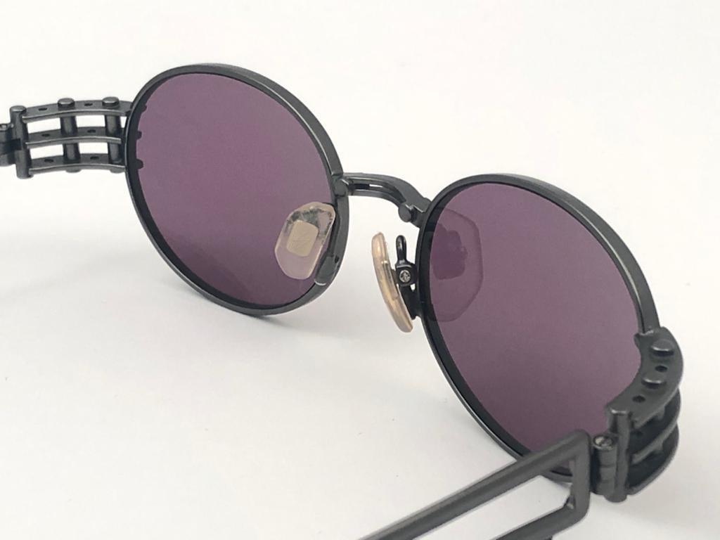Neu Vintage Yohji Yamamoto 52 6102 Silber Schwarz 1990's Made in Japan Sonnenbrille für Damen oder Herren