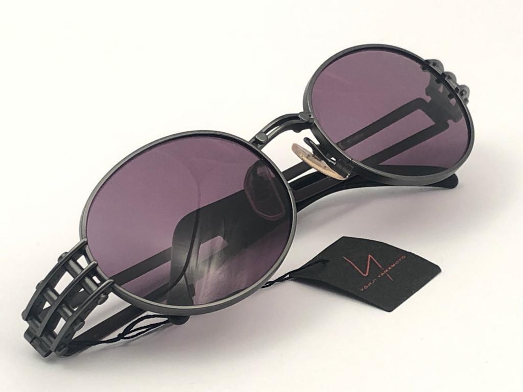 Neu Vintage Yohji Yamamoto 52 6102 Silber Schwarz 1990's Made in Japan Sonnenbrille 3