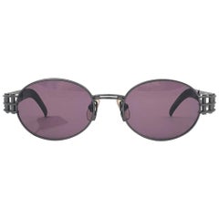 New Vintage Yohji Yamamoto 52 6102 Silver Black  1990's Made in Japan Sunglasses