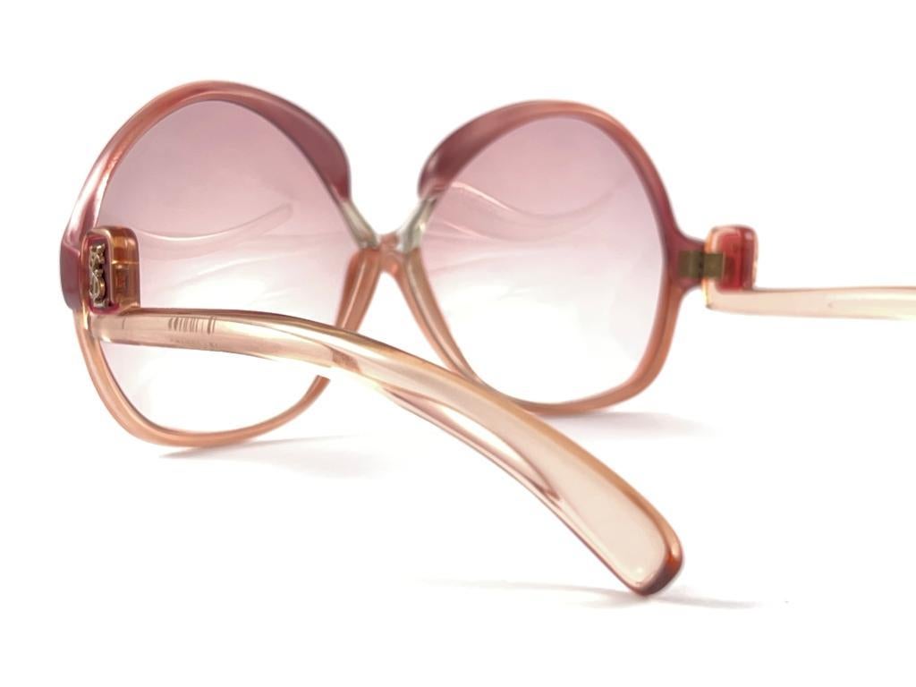 New Vintage Yves Saint Laurent Butterfly Pink & Burgundy 70's France Sunglasses  For Sale 5