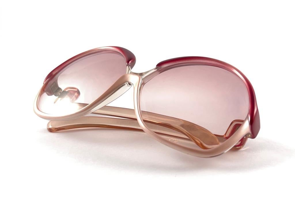New Vintage Yves Saint Laurent Butterfly Pink & Burgundy 70's France Sunglasses  For Sale 6