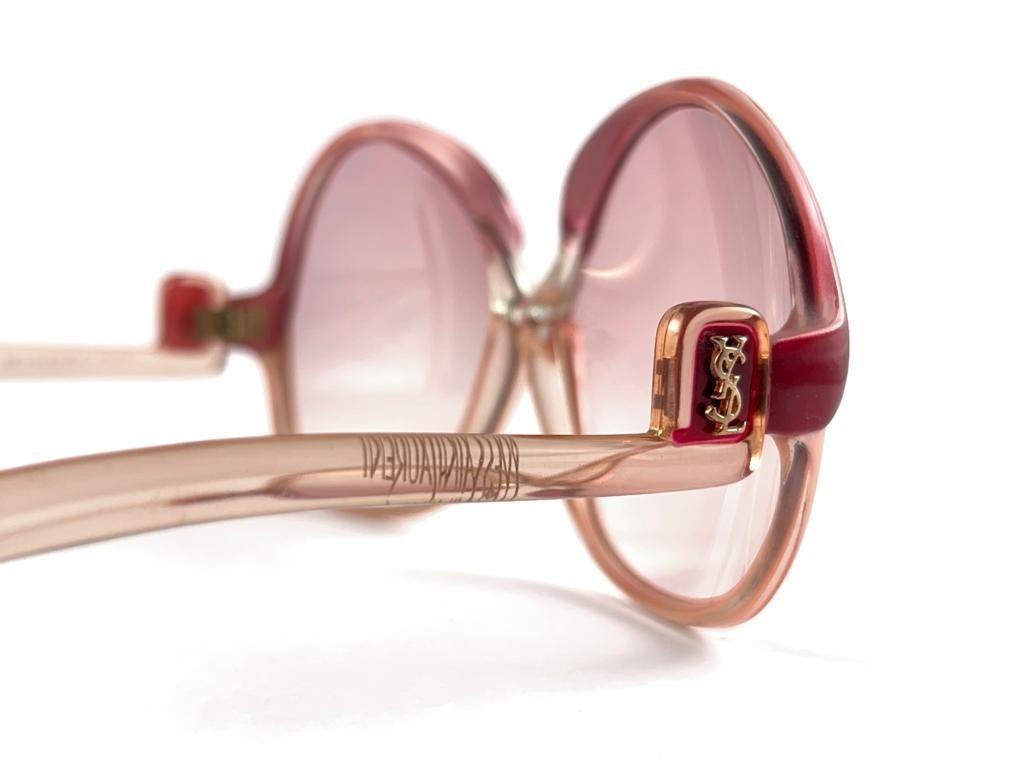 Women's New Vintage Yves Saint Laurent Butterfly Pink & Burgundy 70's France Sunglasses  For Sale
