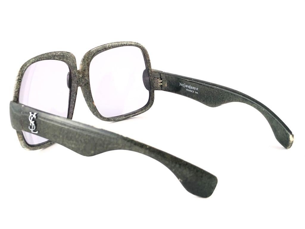 Gray New Vintage Yves Saint Laurent YSL 545 Jaspe Marble 1970 France Sunglasses  For Sale