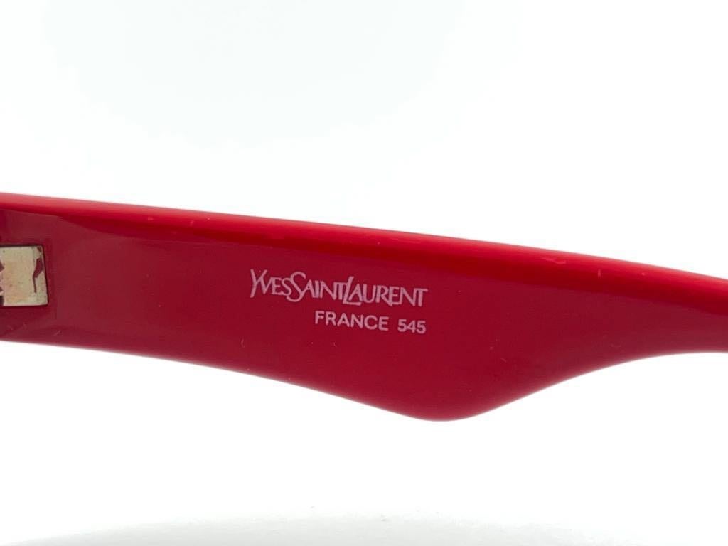 Women's New Vintage Yves Saint Laurent YSL 545 White & Red 1970 France Sunglasses  For Sale