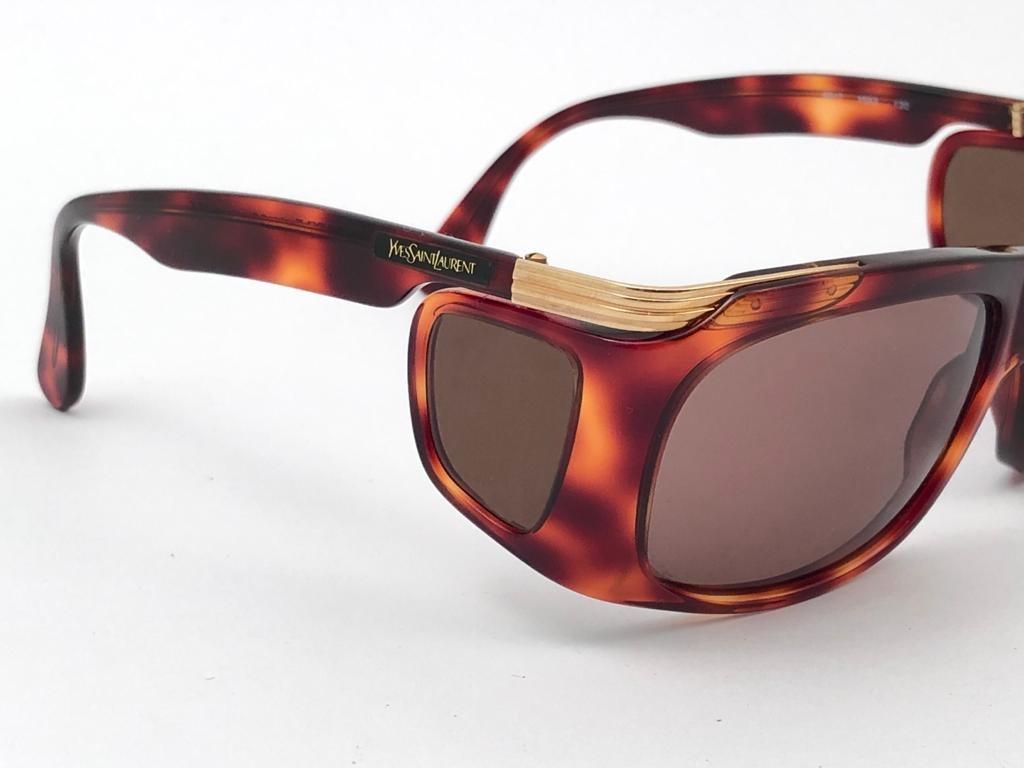 New Vintage Yves Saint Laurent YSL 6517 Tortoise and Gold France Sunglasses 2