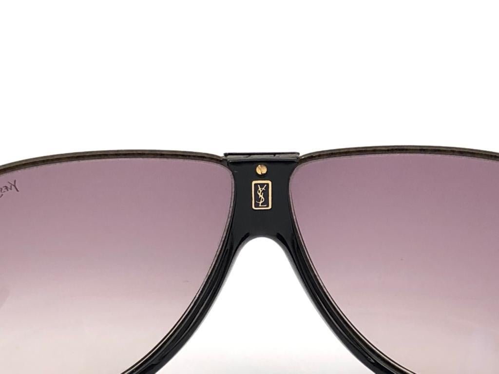 Men's New Vintage Yves Saint Laurent YSL Alma Black Oversized  1980 France Sunglasses