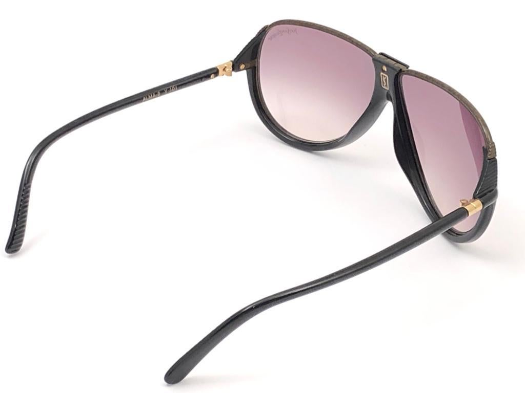 New Vintage Yves Saint Laurent YSL Alma Black Oversized  1980 France Sunglasses 1