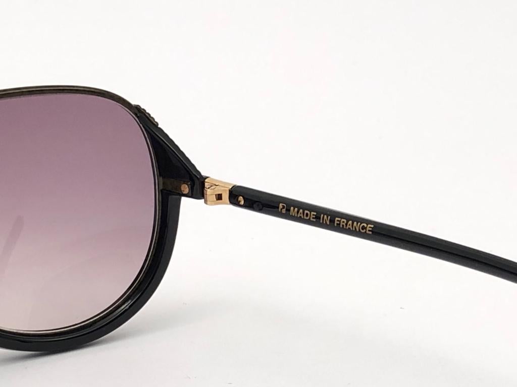 New Vintage Yves Saint Laurent YSL Alma Black Oversized  1980 France Sunglasses 2