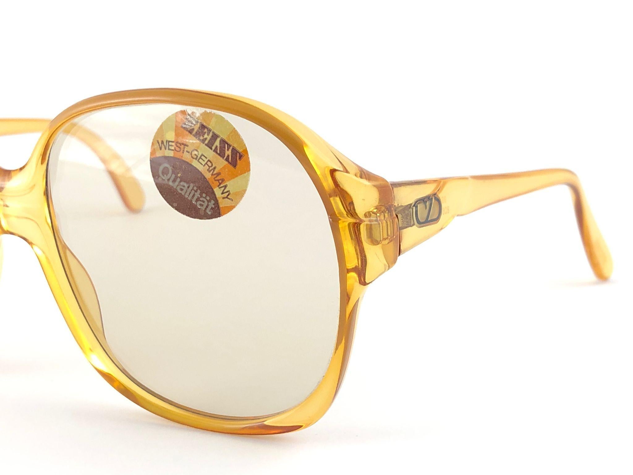 White New Vintage Zeiss 8068 Translucent Amber Made W. Germany 1970 Sunglasses For Sale