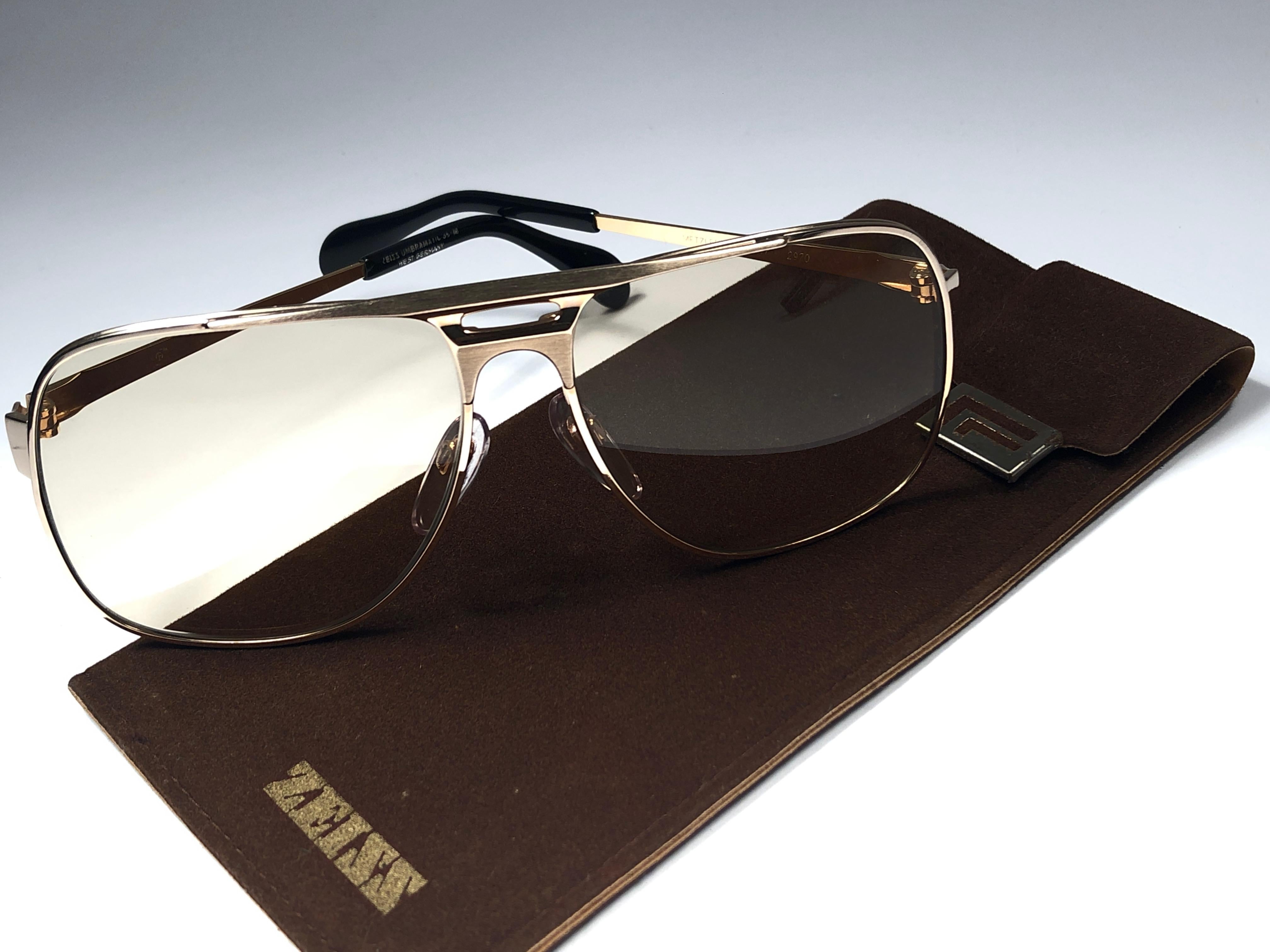 New Vintage Zeiss Gold Oversized Frame Changeable Lenses 1970's Sunglasses 1