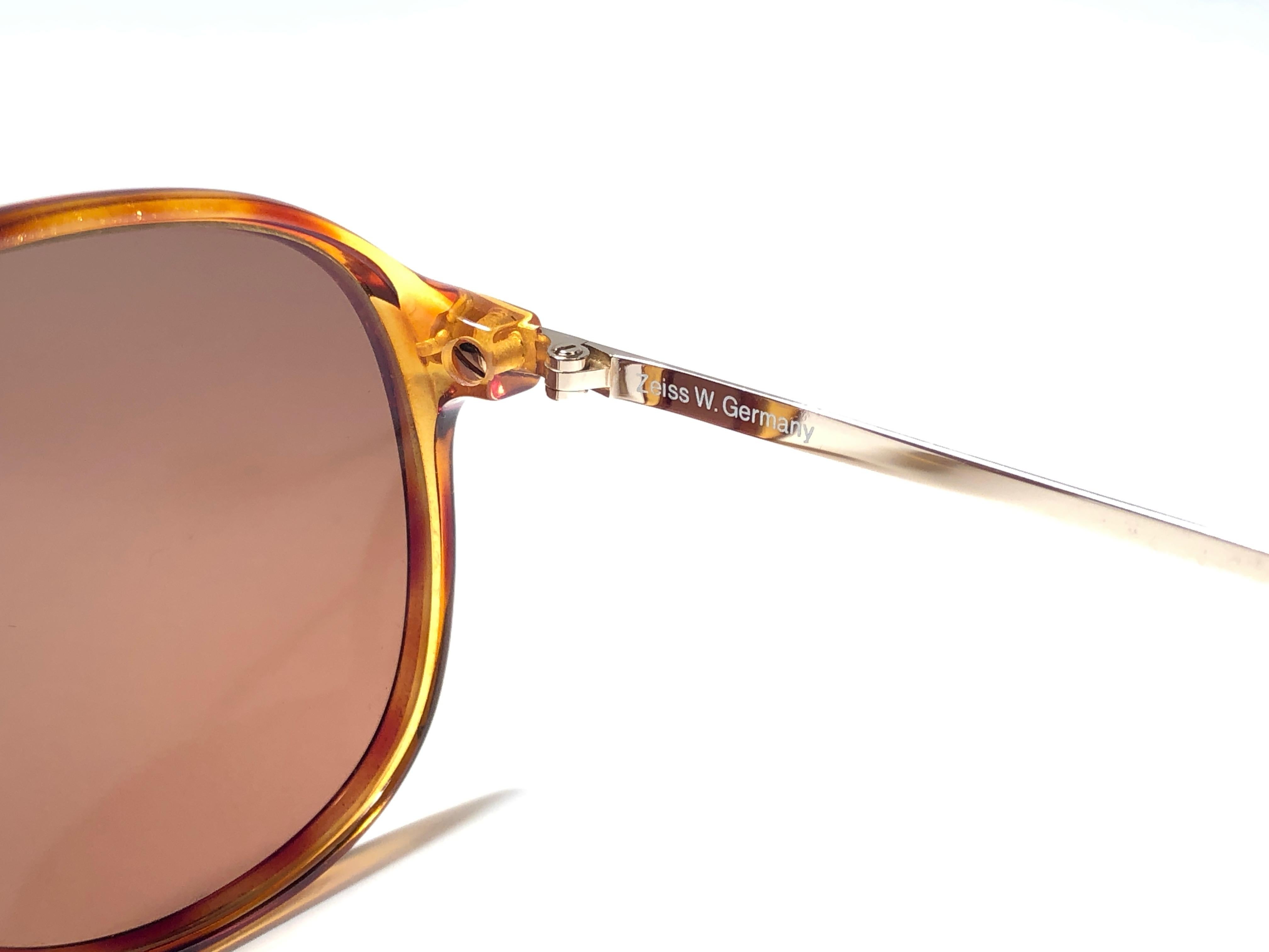 Men's New Vintage Zeiss Tortoise Frame Brown Lenses 1970's Sunglasses