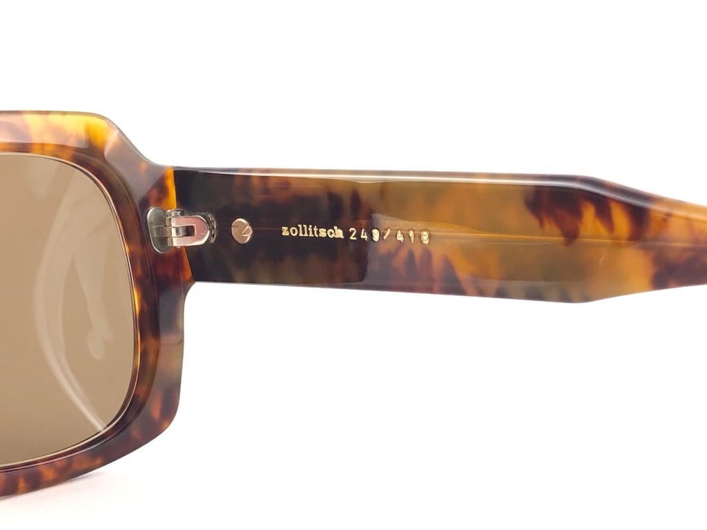 Women's or Men's New Vintage Zollitsch 249 418 Robust Oversized Frame Brown Lens 1970 Sunglasses For Sale