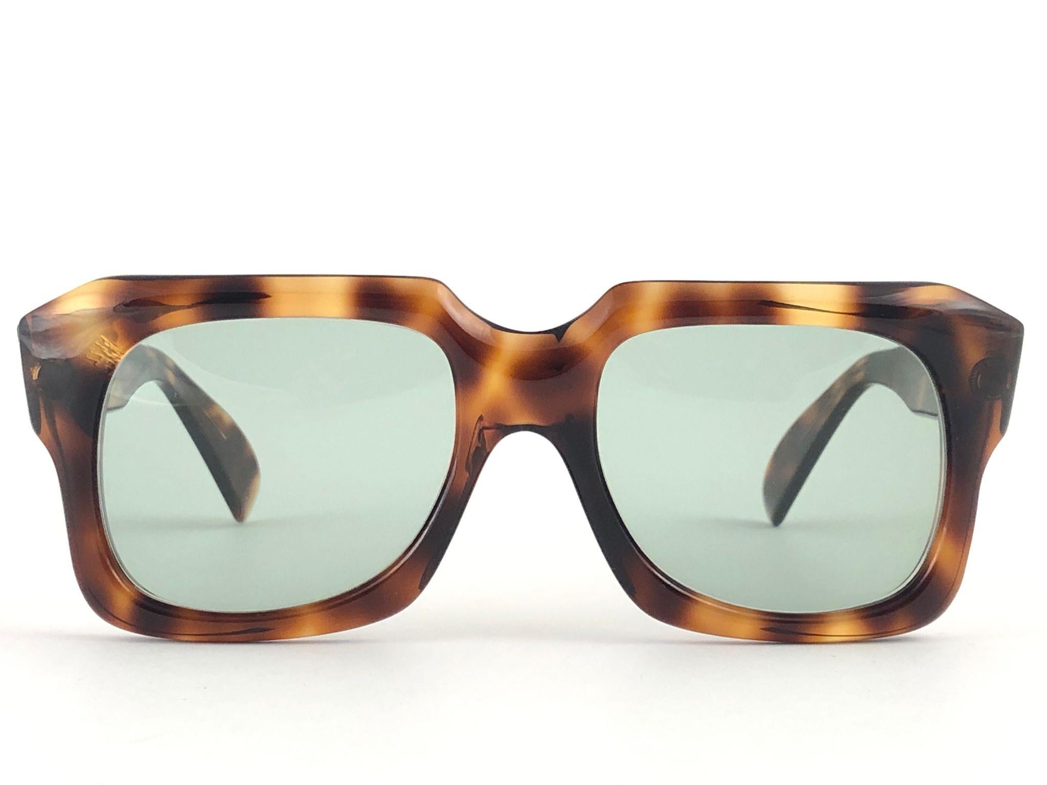 Gray New Vintage Zollitsch 301 Robust Oversized Frame Green Lens 1980 sunglasses For Sale