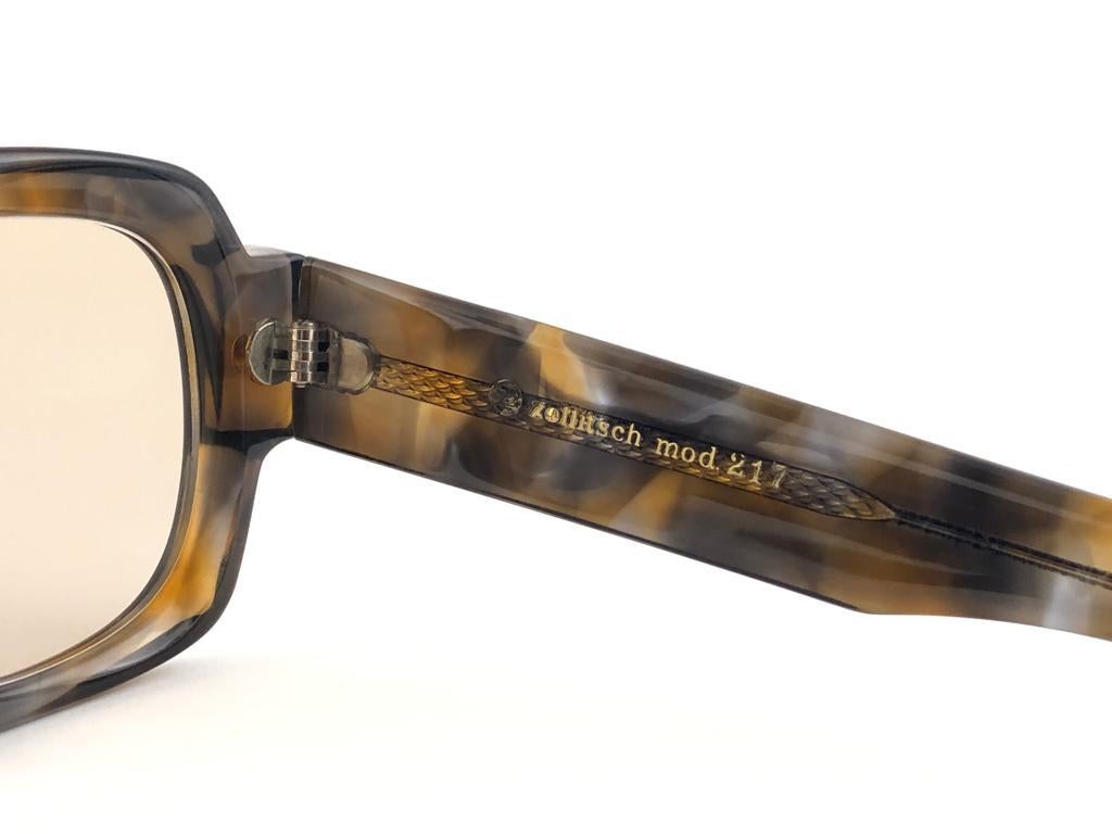 White New Vintage Zollitsch MOD 217 Robust Oversized Frame Brown Lens 1970 Sunglasses For Sale