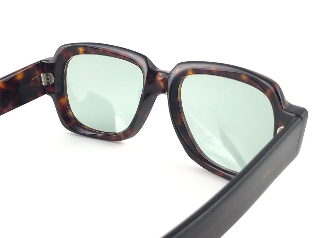 New Vintage Zollitsch MOD 217  Tortoise Robust Frame Green Lens 1970 Sunglasses For Sale 1