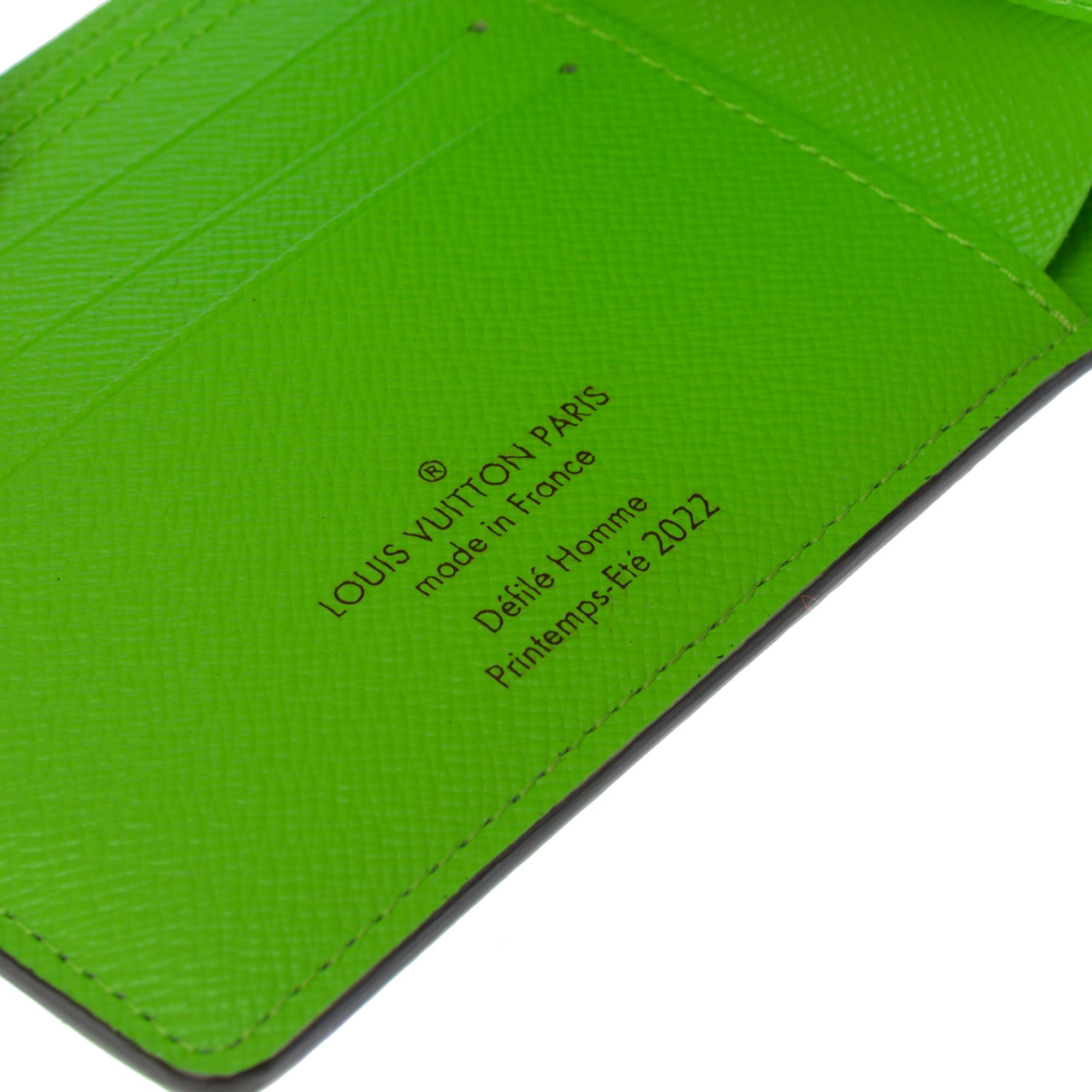 Orange New-Virgil Abloh FW 2022-Multiple Wallet N°7 in brown canvas an green leather