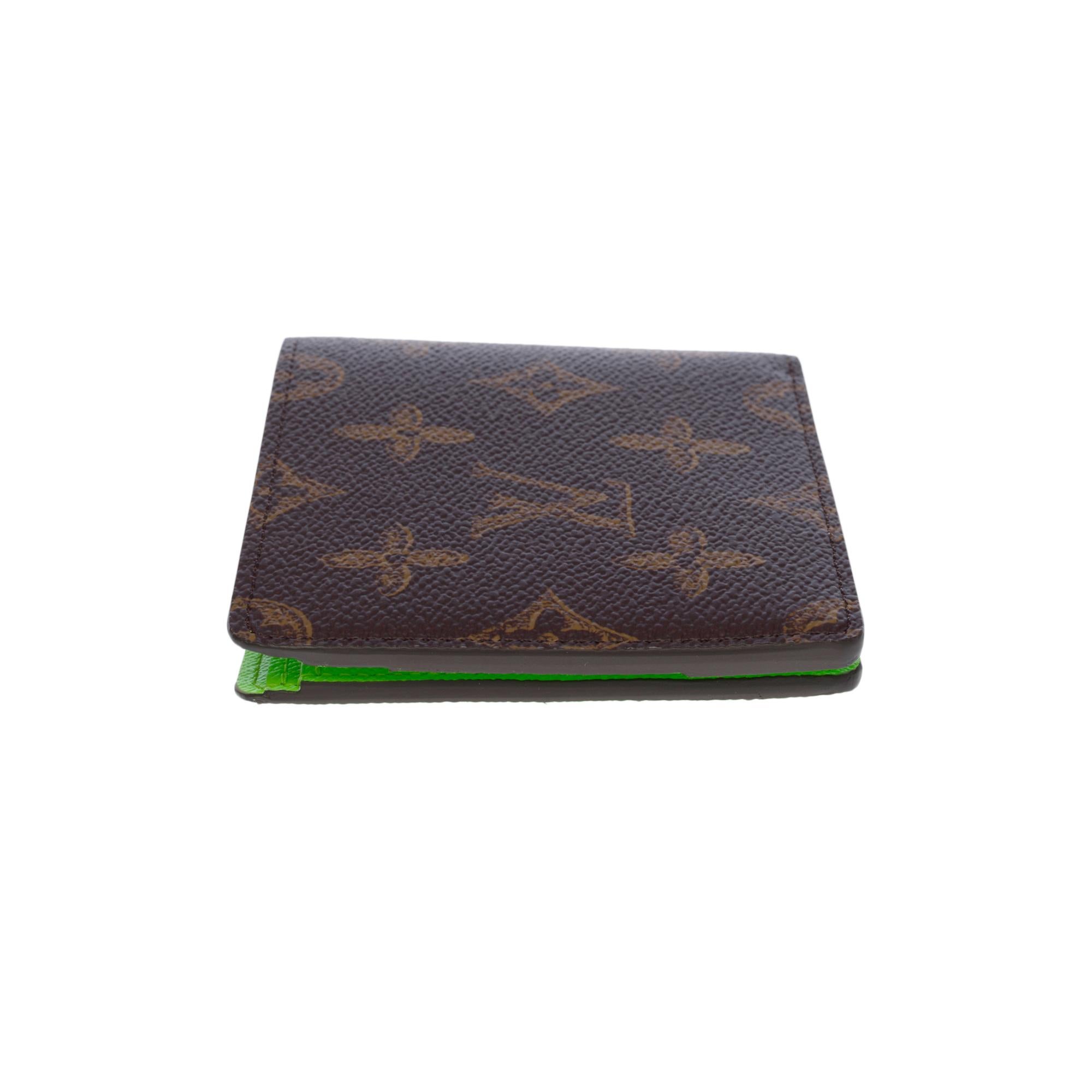 Women's or Men's New-Virgil Abloh FW 2022-Multiple Wallet N°7 in brown canvas an green leather