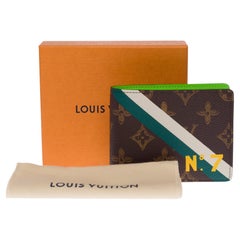 New-Virgil Abloh FW 2022-Multiple Wallet N°7 in brown canvas an green leather
