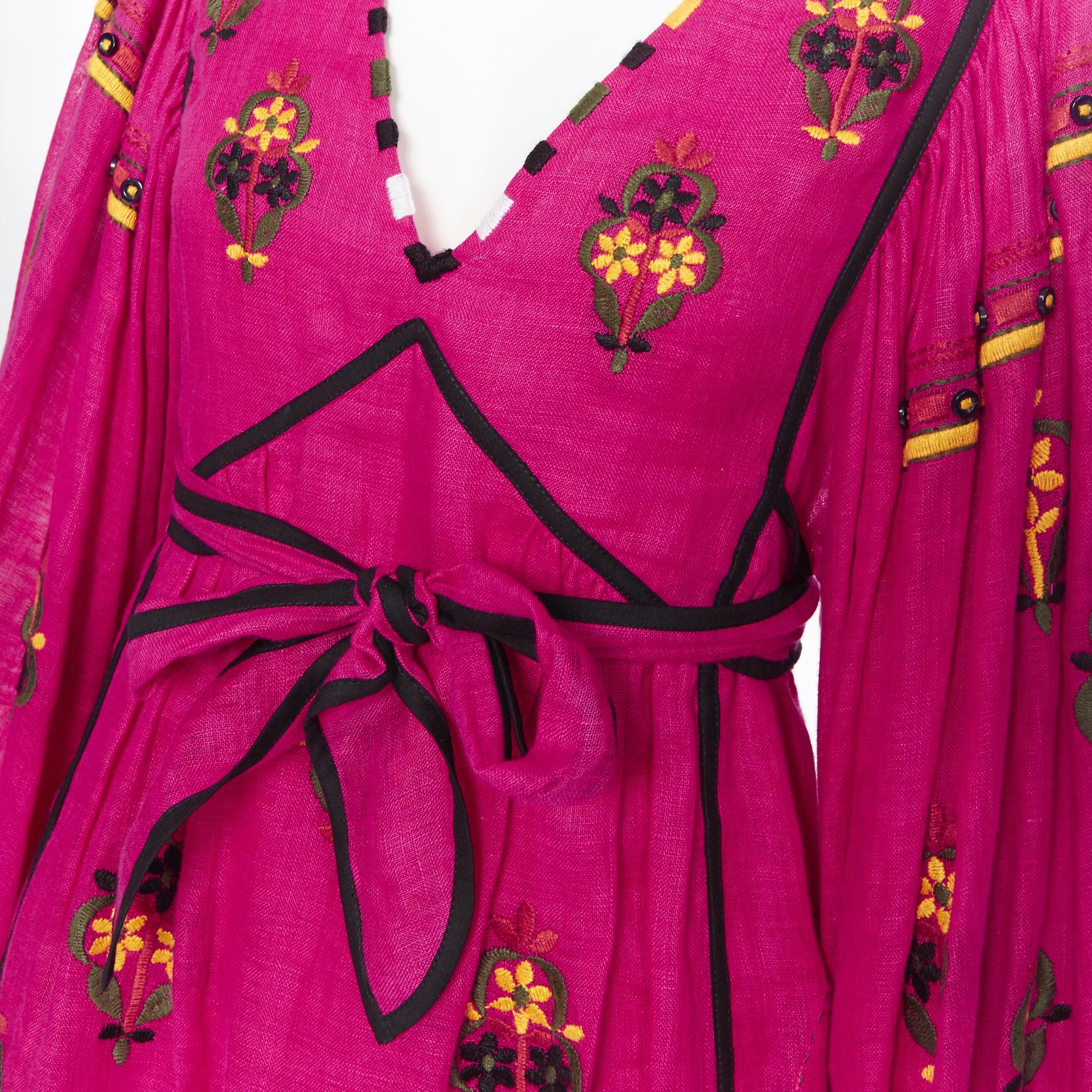 new VITA KIN fuschia Vyshyvanka embroidery bohemian folk wide sleeve dress XS
Brand: Vita Kin
Designer: Vita Kin
Collection: SS19
Model Name / Style: Bohemian dress
Material: Linen
Color: Pink
Pattern: Floral
Extra Detail: Plunge V-neckline. Floral